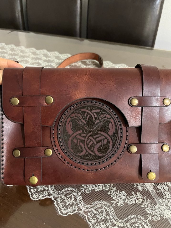 Kahverengi Hakiki Deri Bohem Kadın Çapraz Çanta - Görsel 2