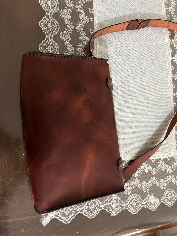 Kahverengi Hakiki Deri Bohem Kadın Çapraz Çanta - Görsel 5