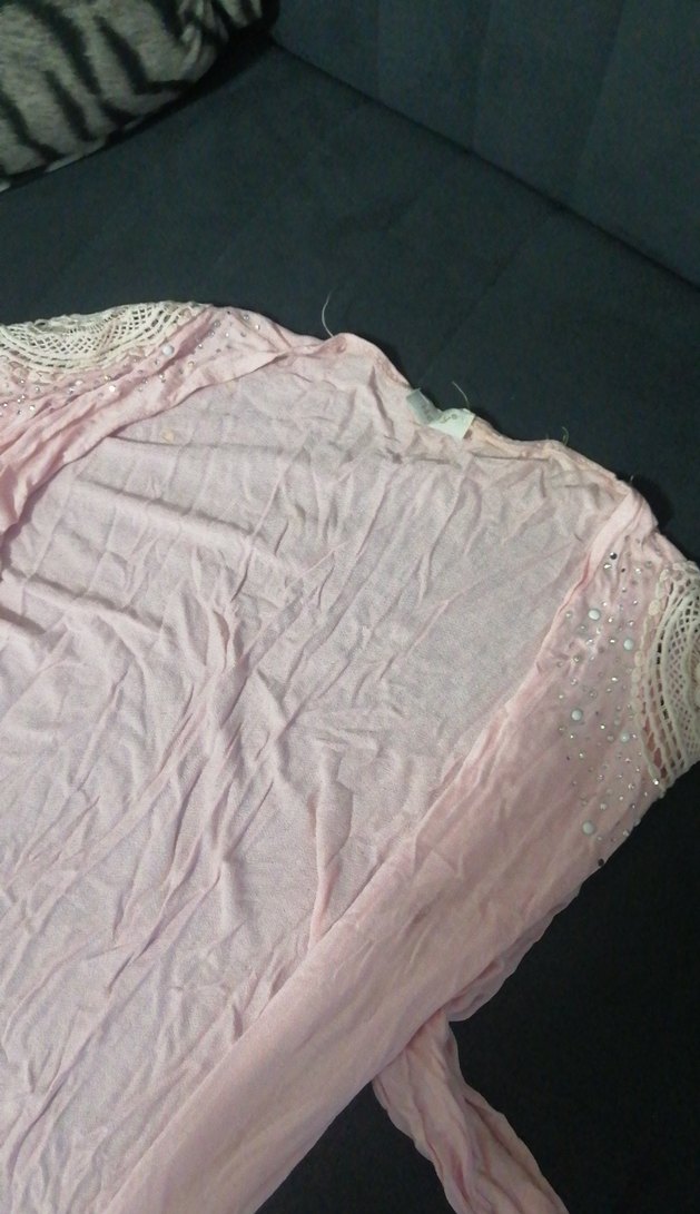 Uzun Kollu Pudra Pembe Nakışlı Hemşire Önlüğü - Görsel 2