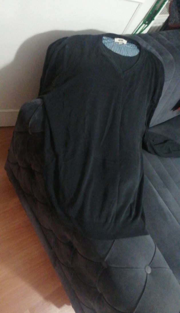 Siyah V Yaka Uzun Kollu Erkek Gömlek - Görsel 2