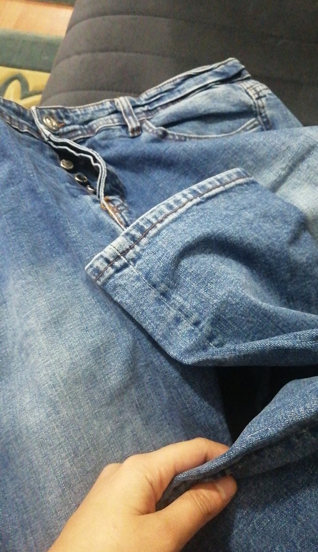 Düğmeli Mavi erkek Kot Pantolon - Görsel 4