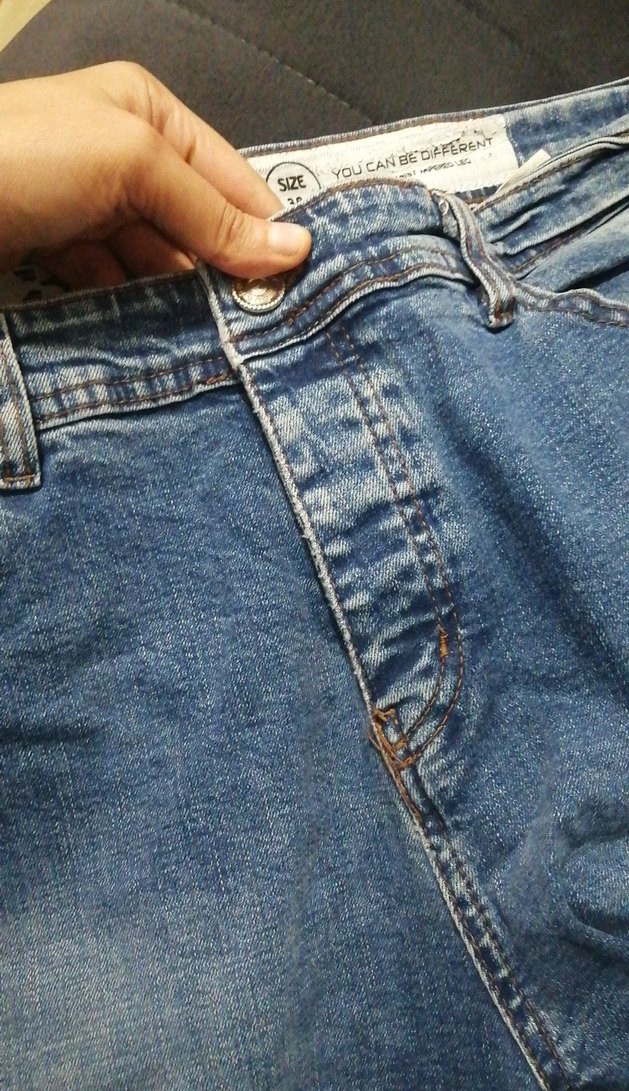 Düğmeli Mavi erkek Kot Pantolon - Görsel 2