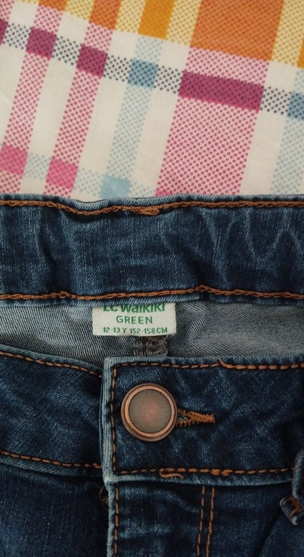 Kadın Çok Renkli Bağcıklı Midi Kot Pantolon - Görsel 4