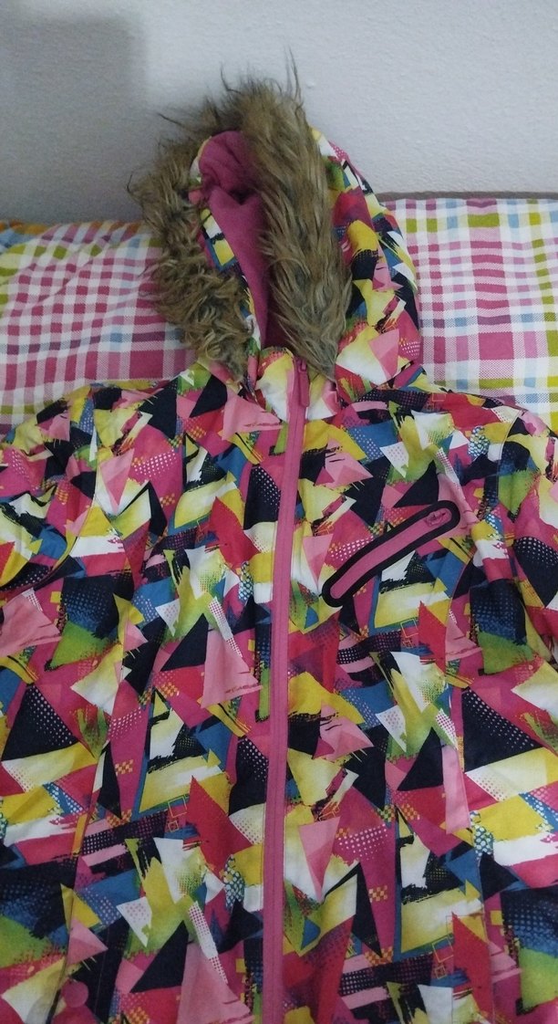 Renkli Desenli Kız Montu Yüksek Yakalı - Görsel 3