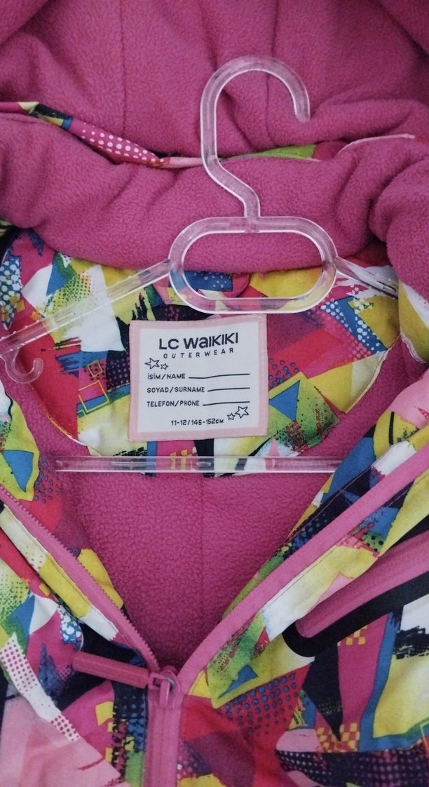 Renkli Desenli Kız Montu Yüksek Yakalı - Görsel 5