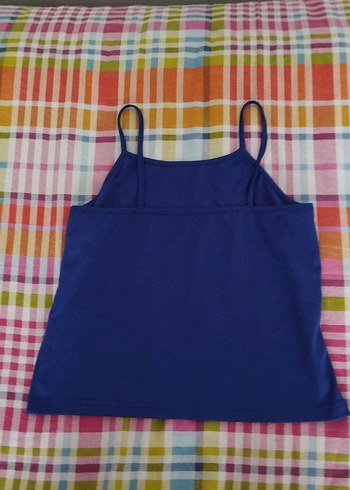 Mavi Kısa Kollu Salaş Mini Kadın Tişört - Görsel 3