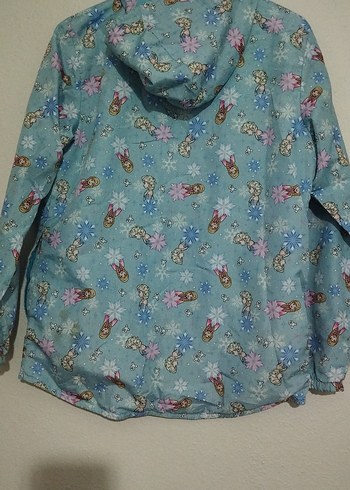 Kız Çocuk Mavi Baskılı Fermuarlı Yağmurluk - Görsel 2