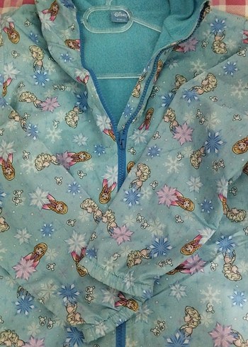 Kız Çocuk Mavi Baskılı Fermuarlı Yağmurluk - Görsel 4