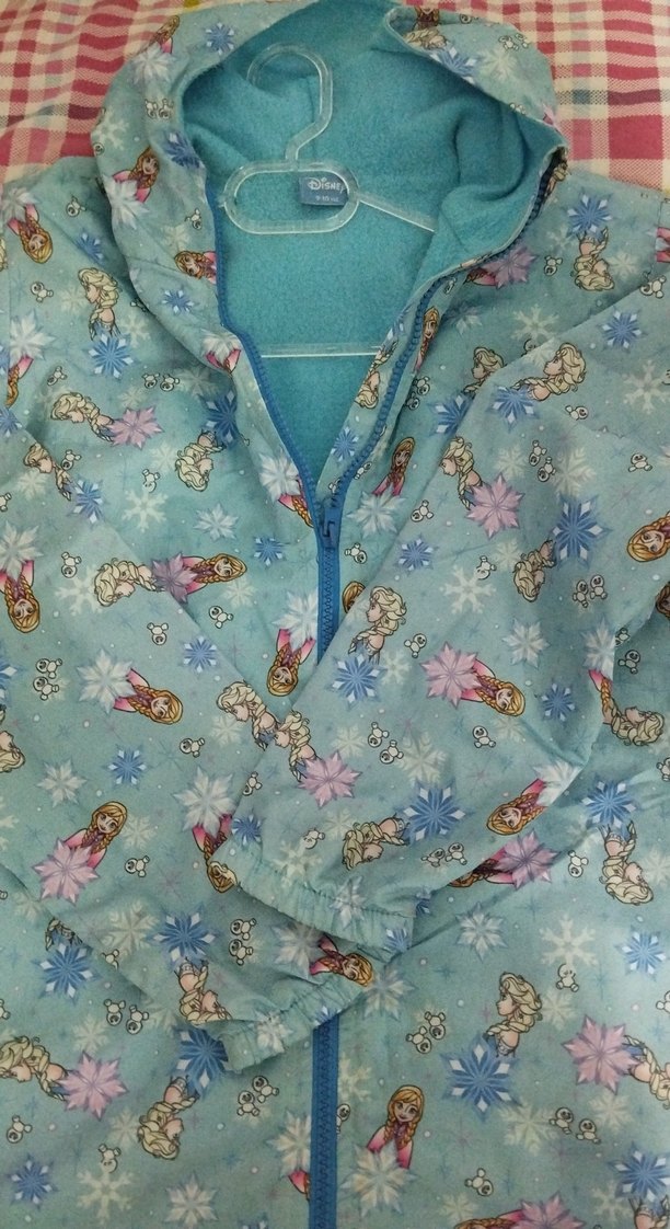 Kız Çocuk Mavi Baskılı Fermuarlı Yağmurluk - Görsel 4