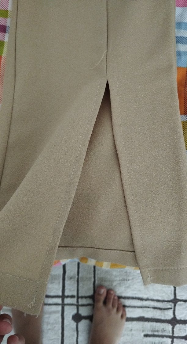 Bej Pilili Kadın Kumaş Pantolon - Görsel 2