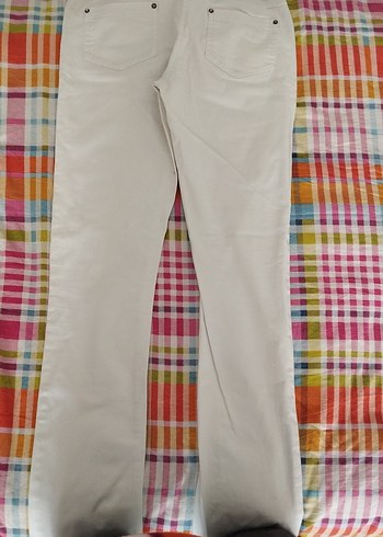 Kadın Beyaz Pamuk Kumaş Pantolon - Görsel 4