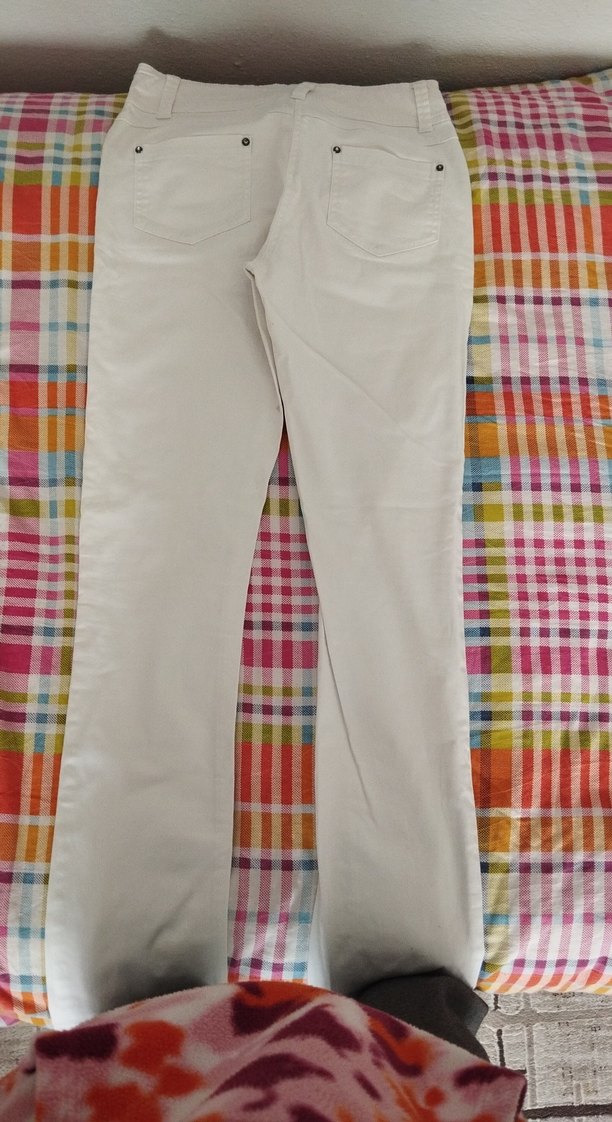 Kadın Beyaz Pamuk Kumaş Pantolon - Görsel 4