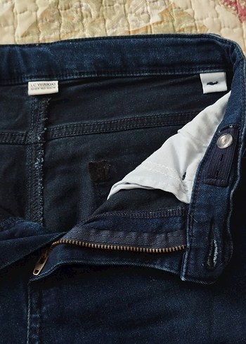 Kadın Lacivert Bol Kesim Midi Kot Pantolon - Görsel 4