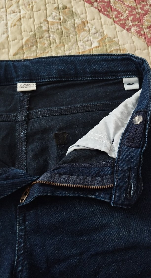 Kadın Lacivert Bol Kesim Midi Kot Pantolon - Görsel 4