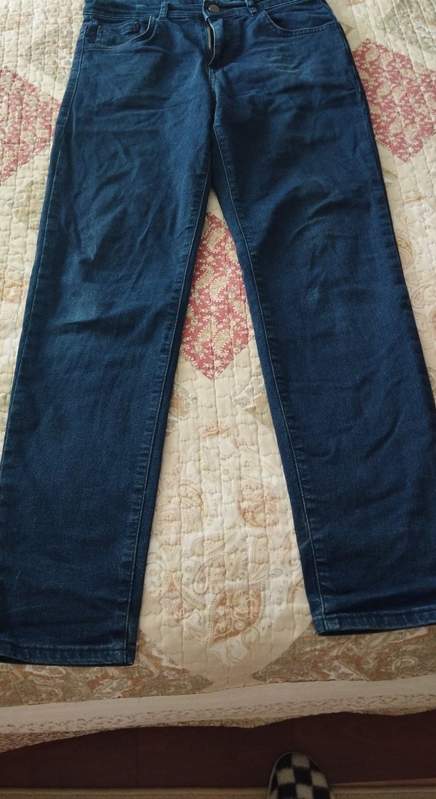 Kadın Lacivert Bol Kesim Midi Kot Pantolon - Görsel 5