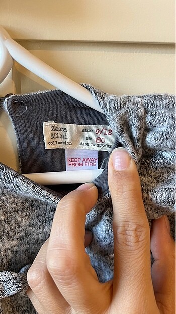 9-12 Ay Beden gri Renk Zara çıtçıtlı külotlu elbise body