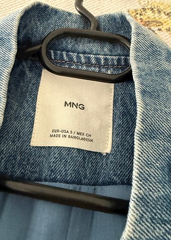 s Beden Mango Kadın Mavi Denim Bomber Ceket