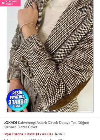 Diğer Kahverengi Kruvaze Mini Blazer Ceket Oversize Vintage