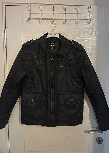 Siyah Deri Biker vintage Ceket - Görsel 2