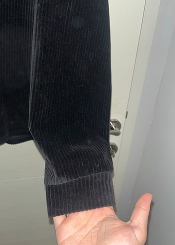 Siyah Erkek kadife Sweatshirt Uzun Kollu - Görsel 2