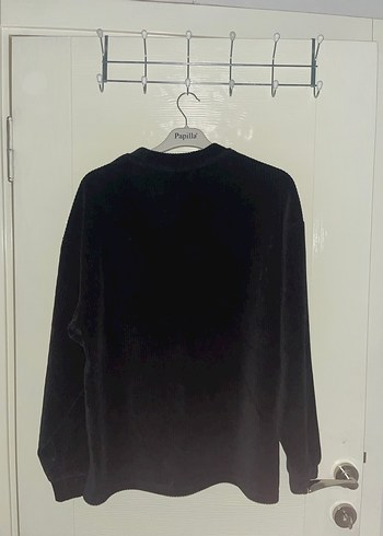 Siyah Erkek kadife Sweatshirt Uzun Kollu - Görsel 3