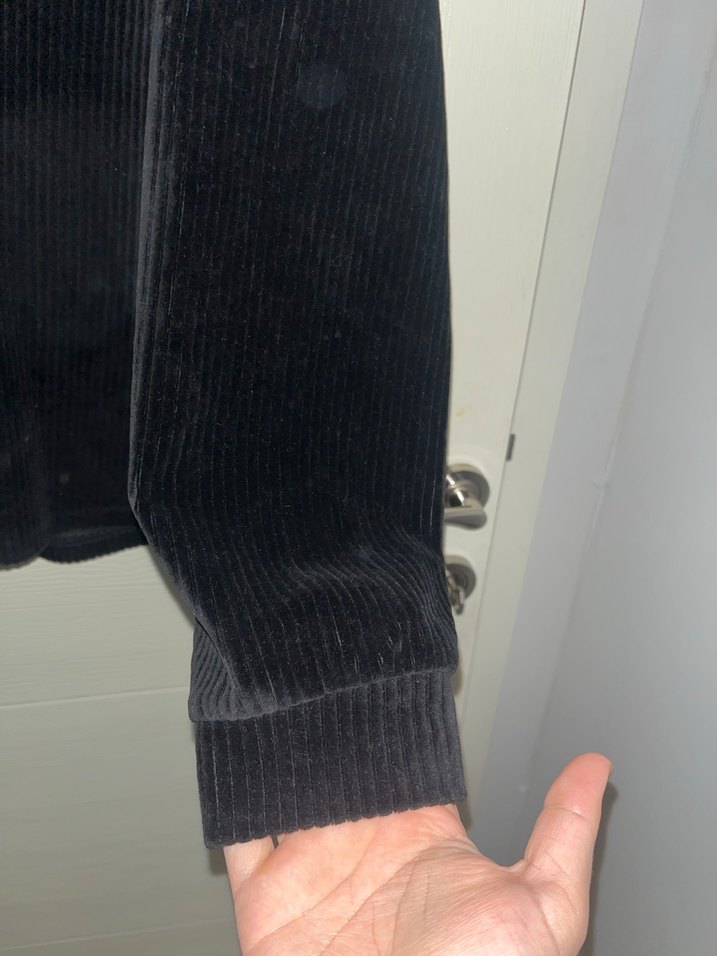 Siyah Erkek kadife Sweatshirt Uzun Kollu - Görsel 2