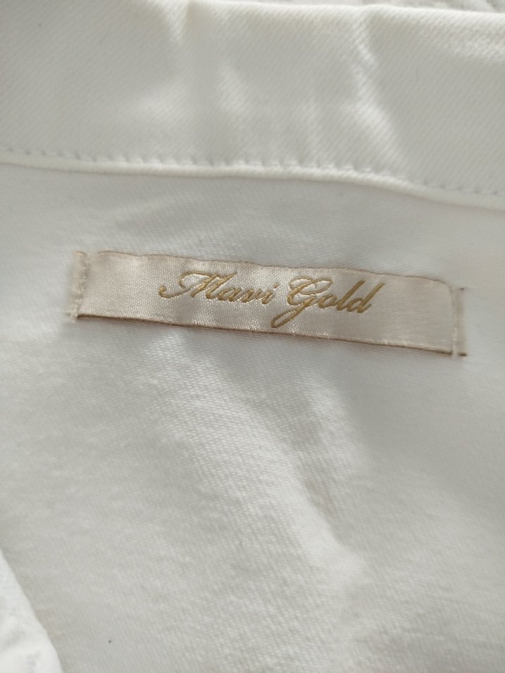 Düğmeli Beyaz Kadın Keten Ceket mavi jeans - Görsel 3