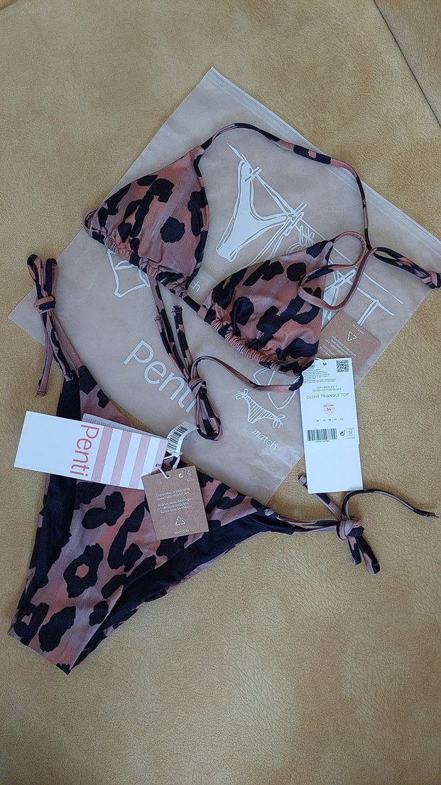 Kadın Kahverengi Desenli Mini Bikini - Görsel 3