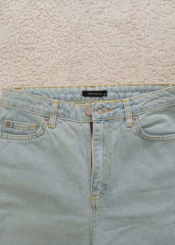 mavi renk Kadın Denim Pantolon - Görsel 3