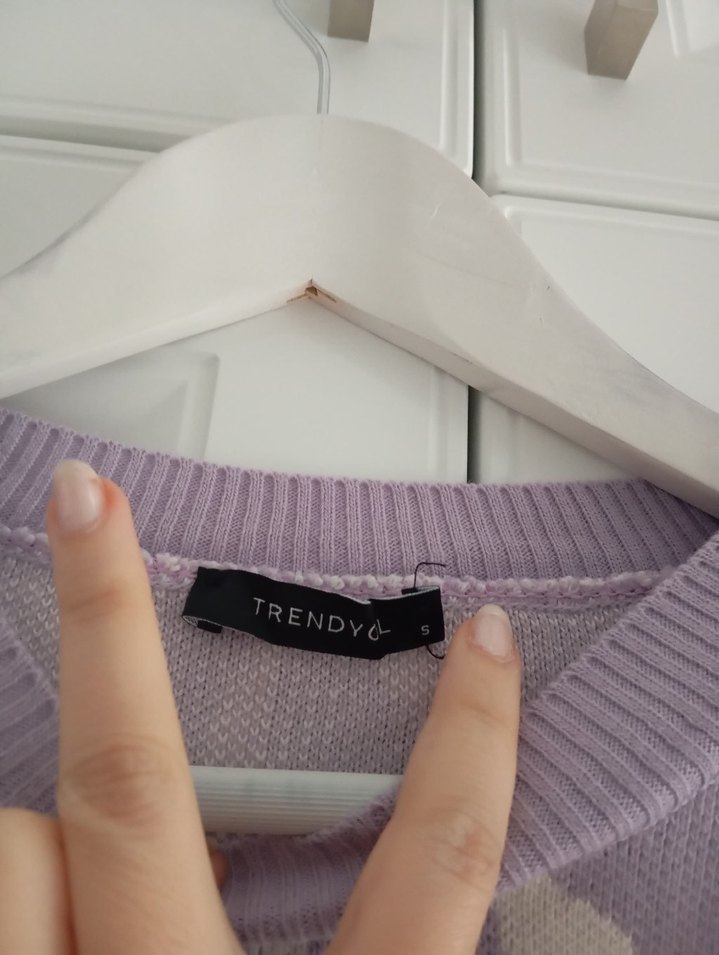 Mor Zebra Desenli Uzun Kollu Kadın Kazak - Görsel 3