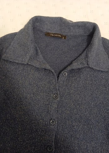 Gri Yün Düğmeli Kadın Hırka - Görsel 2