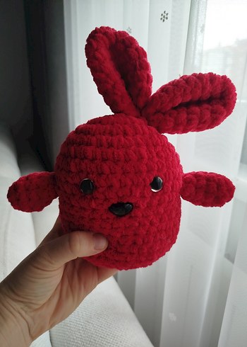 Amigurimi Kırmızı Peluş Tavşan - Görsel 5