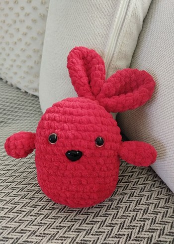 Amigurimi Kırmızı Peluş Tavşan - Görsel 2
