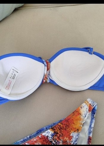 Boncuk Detaylı kom Mavi Bağlamalı Bikini - Görsel 2