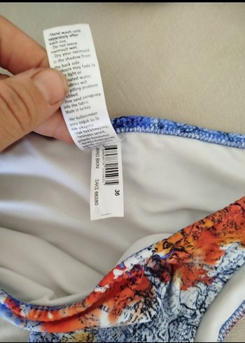 Boncuk Detaylı kom Mavi Bağlamalı Bikini - Görsel 4