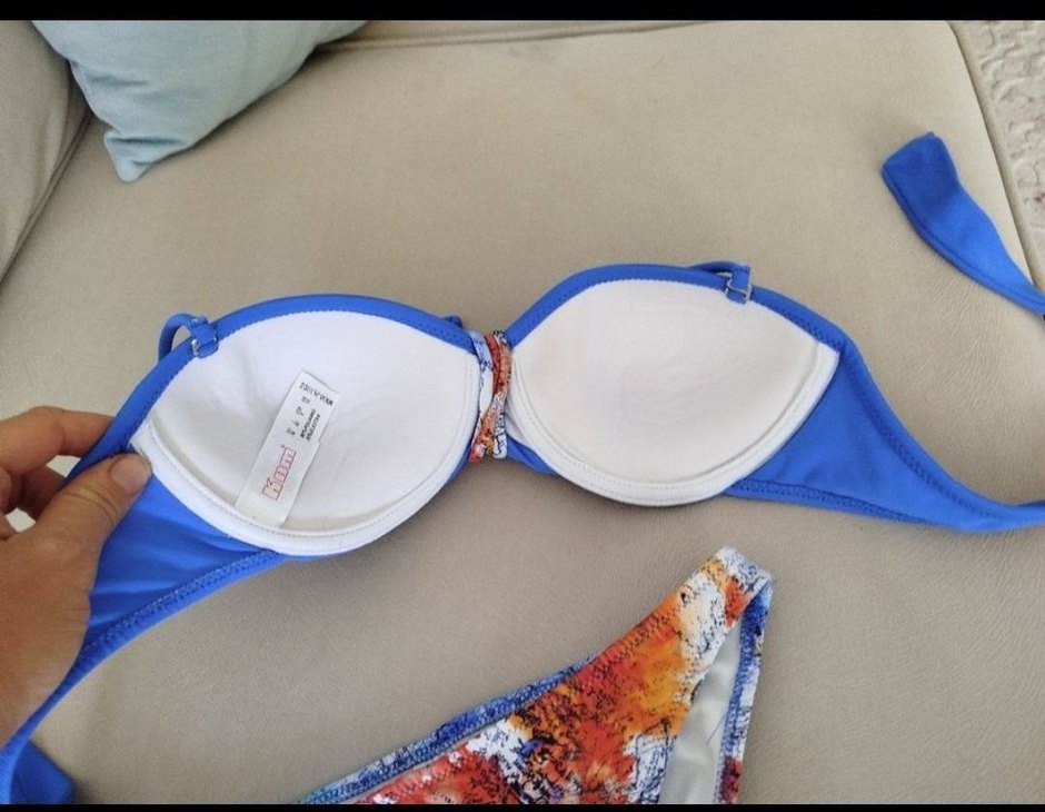 Boncuk Detaylı kom Mavi Bağlamalı Bikini - Görsel 2