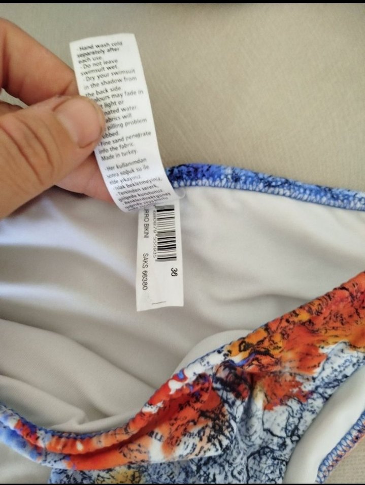 Boncuk Detaylı kom Mavi Bağlamalı Bikini - Görsel 4