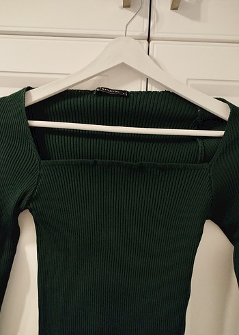 Yeşil Fitilli Uzun Kollu Triko Kazak - Görsel 4