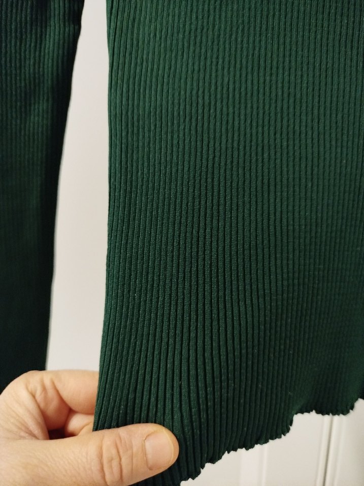Yeşil Fitilli Uzun Kollu Triko Kazak - Görsel 2