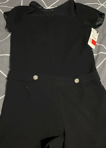 Düğmeli Siyah Mini Tulum - Görsel 2