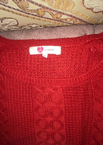 Kırmızı Örgü Kadın Triko - Görsel 2