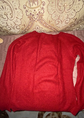 Kırmızı Örgü Kadın Triko - Görsel 3
