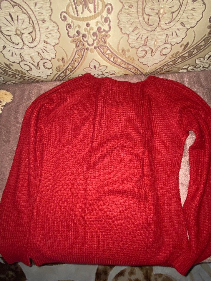 Kırmızı Örgü Kadın Triko - Görsel 3