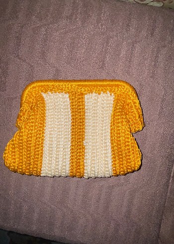 Sarı ve Beyaz Örgü Kadın Portföy Çanta - Görsel 2