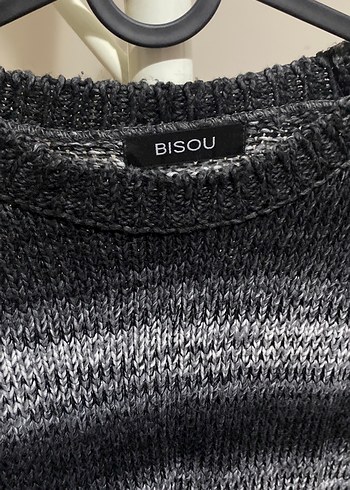 Gri Batik Desenli Örgü Kadın Kazak - Görsel 2