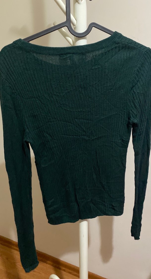 Kadın Yeşil İnce Triko Kazak - Görsel 3