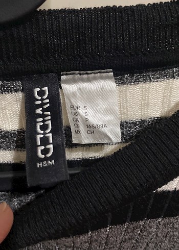 Çizgili Gri Kadın Triko Kazak - Görsel 2