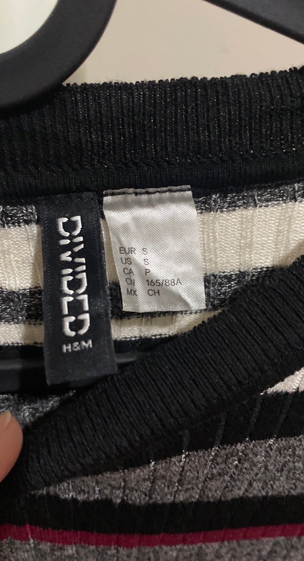 Çizgili Gri Kadın Triko Kazak - Görsel 2