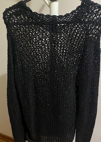 Siyah V Yaka Triko Kadın Kazak - Görsel 2