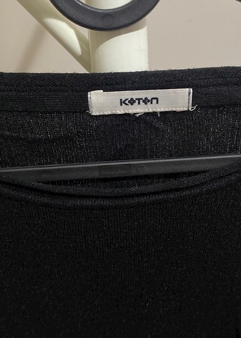 Kadın Siyah Uzun Kollu Keten Kazak - Görsel 2